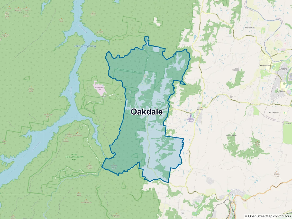 Map of Oakdale, NSW, Australia