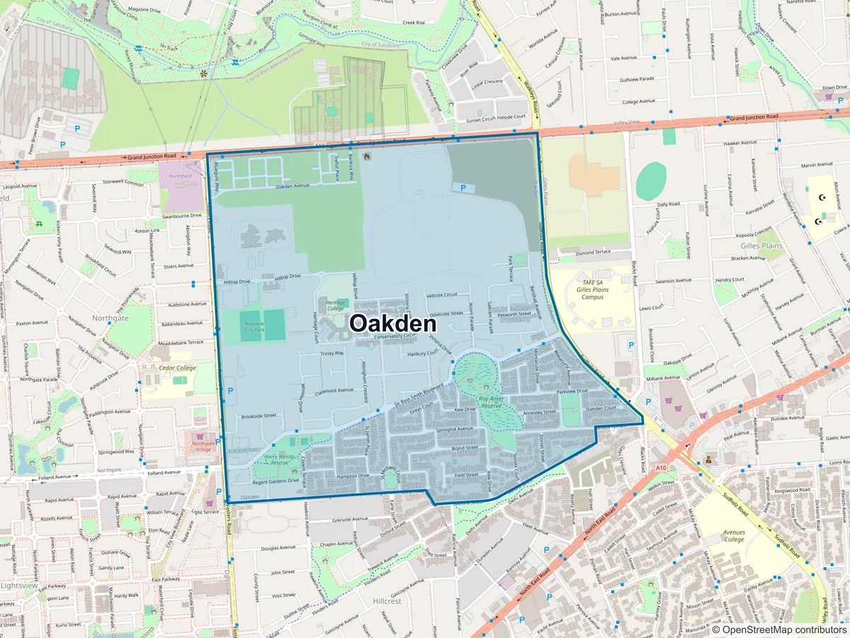 Map of Oakden, SA, Australia
