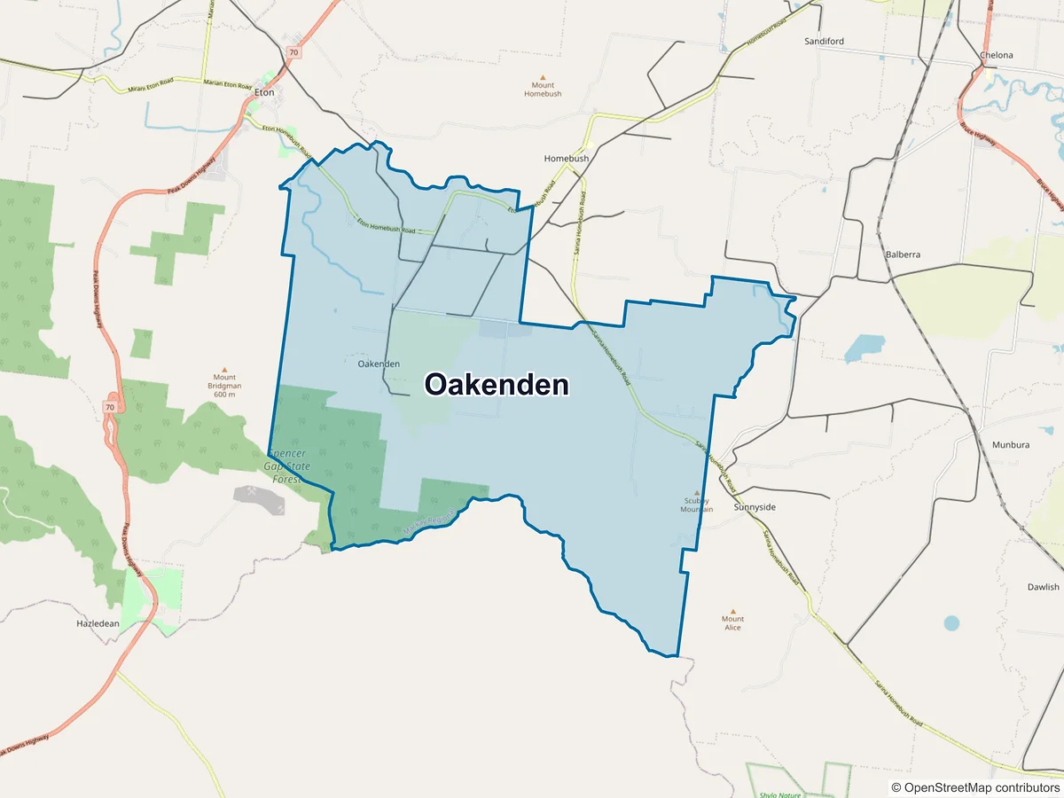 Map of Oakenden, QLD, Australia