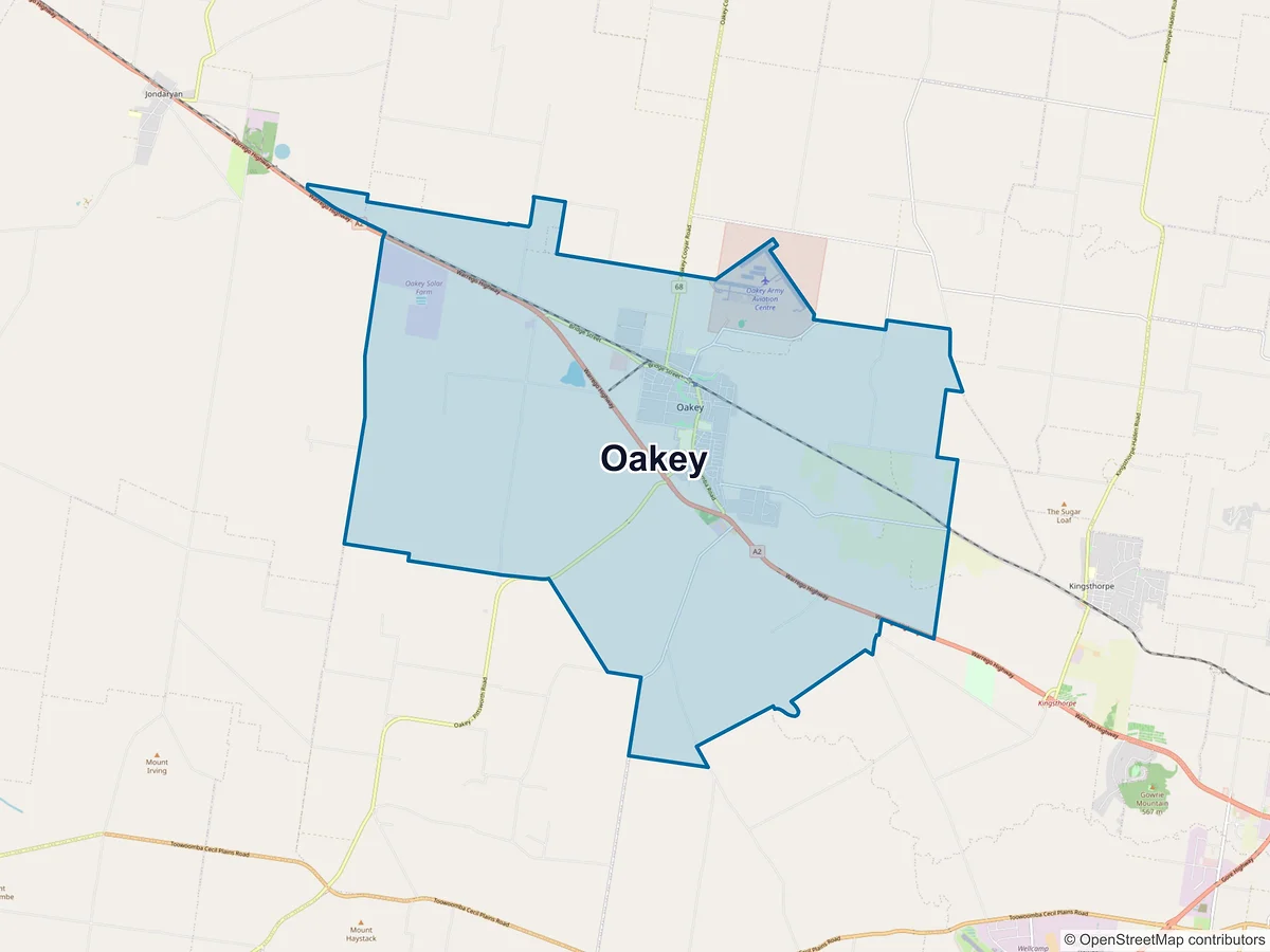 Map of Oakey, QLD, Australia