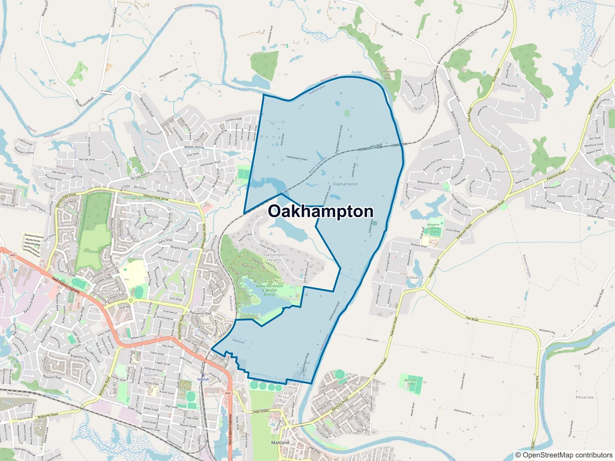 Map of Oakhampton, NSW, Australia