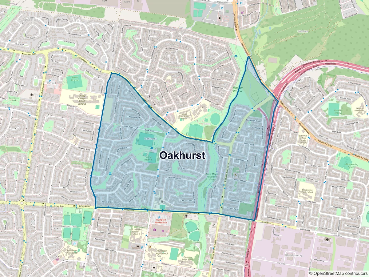 Map of Oakhurst, NSW, Australia