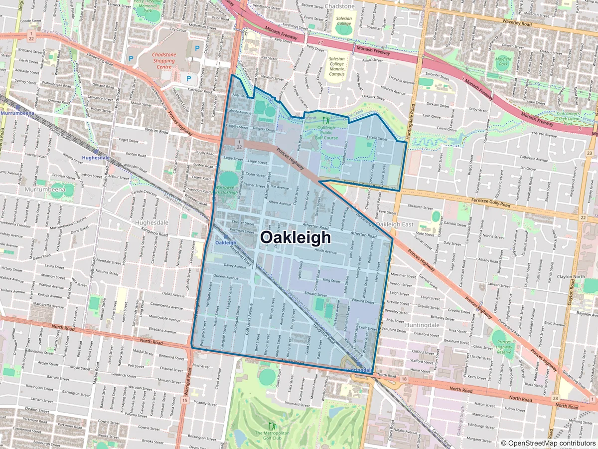 Map of Oakleigh, VIC, Australia