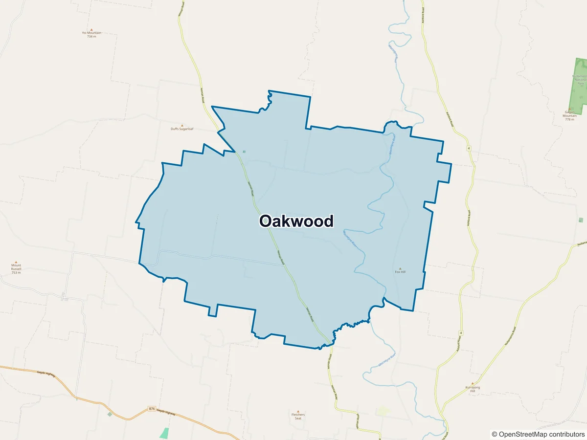 Map of Oakwood, NSW, Australia