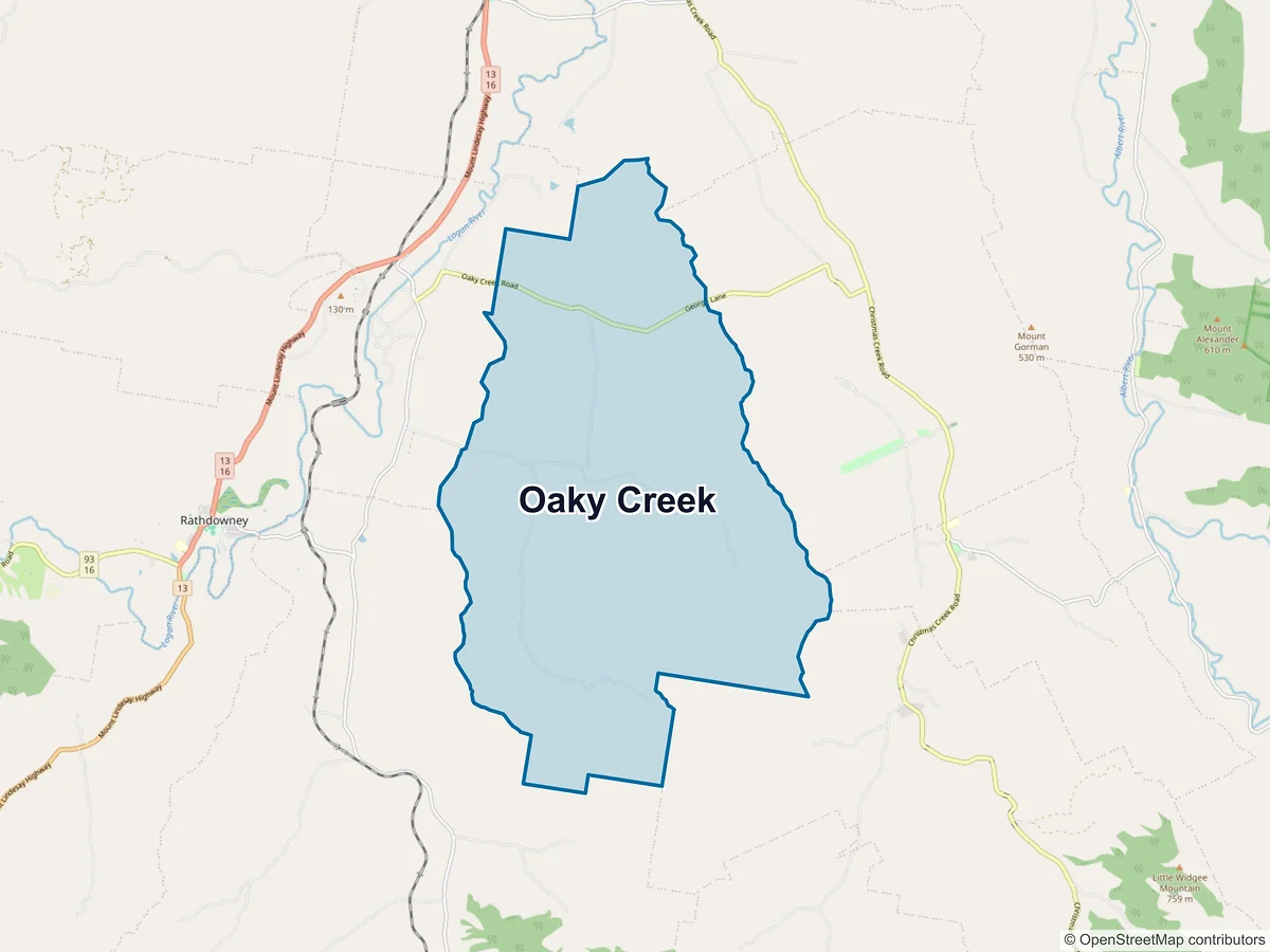 Map of Oaky Creek, QLD, Australia