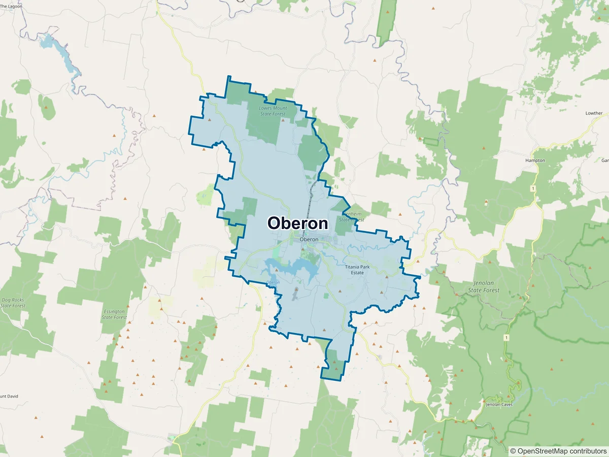 Map of Oberon, NSW, Australia
