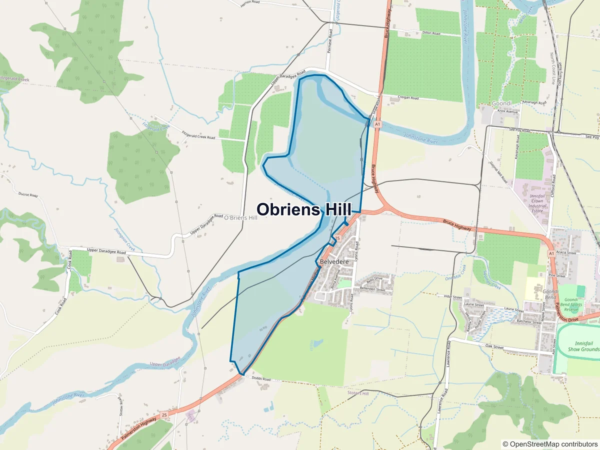 Map of O'Briens Hill, QLD, Australia