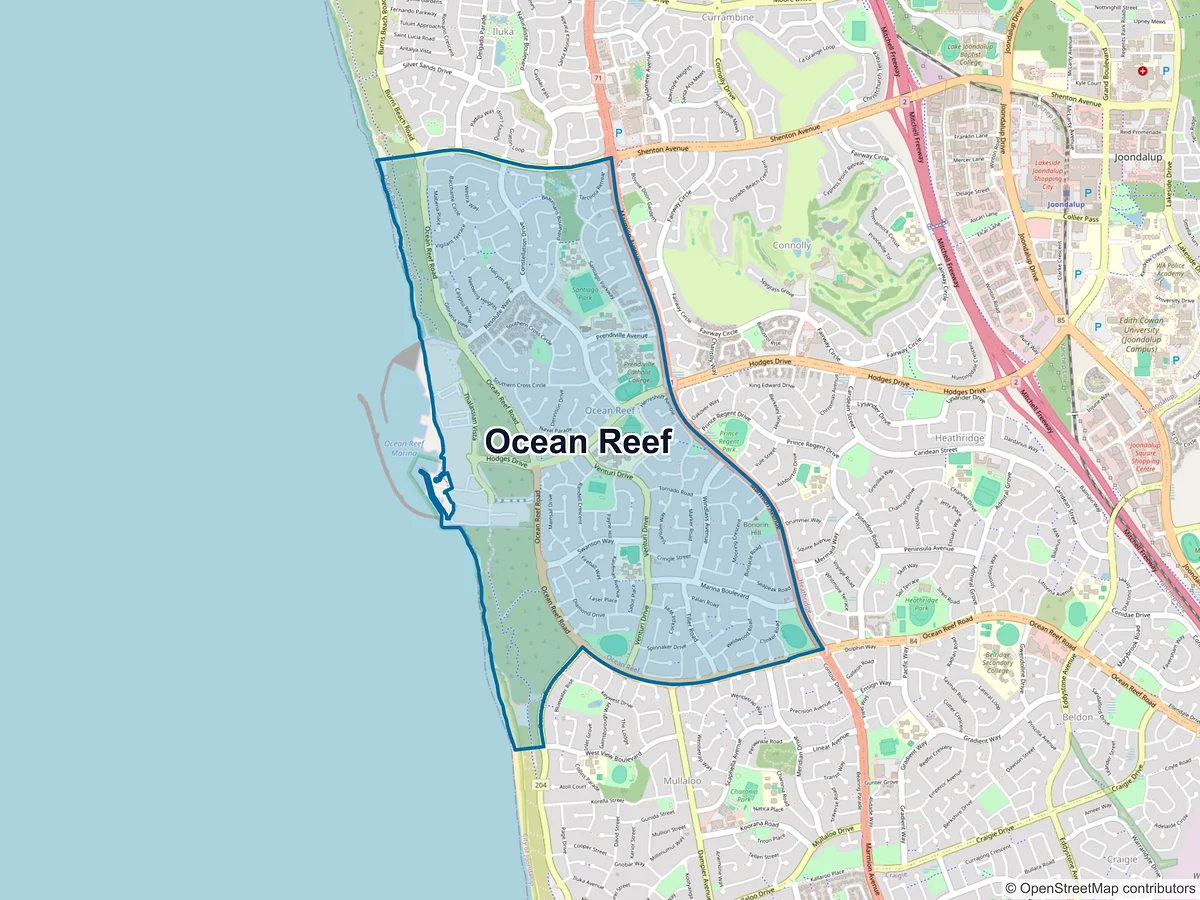Map of Ocean Reef, WA, Australia