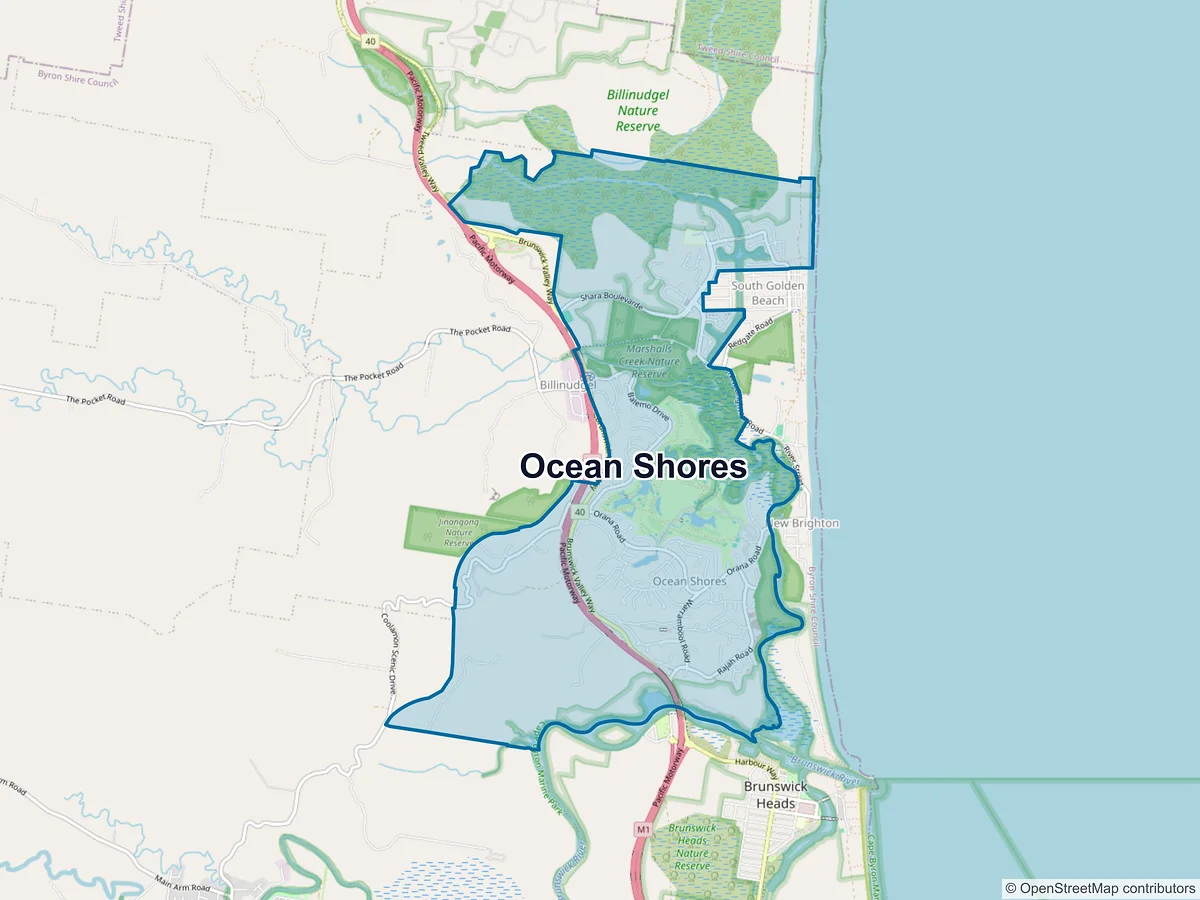 Map of Ocean Shores, NSW, Australia