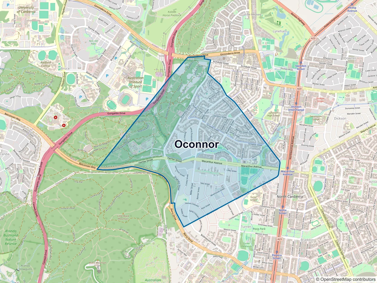 Map of O'Connor, ACT, Australia
