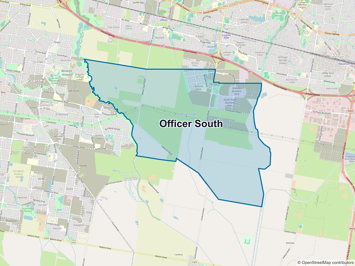 Map of Officer South, VIC, Australia