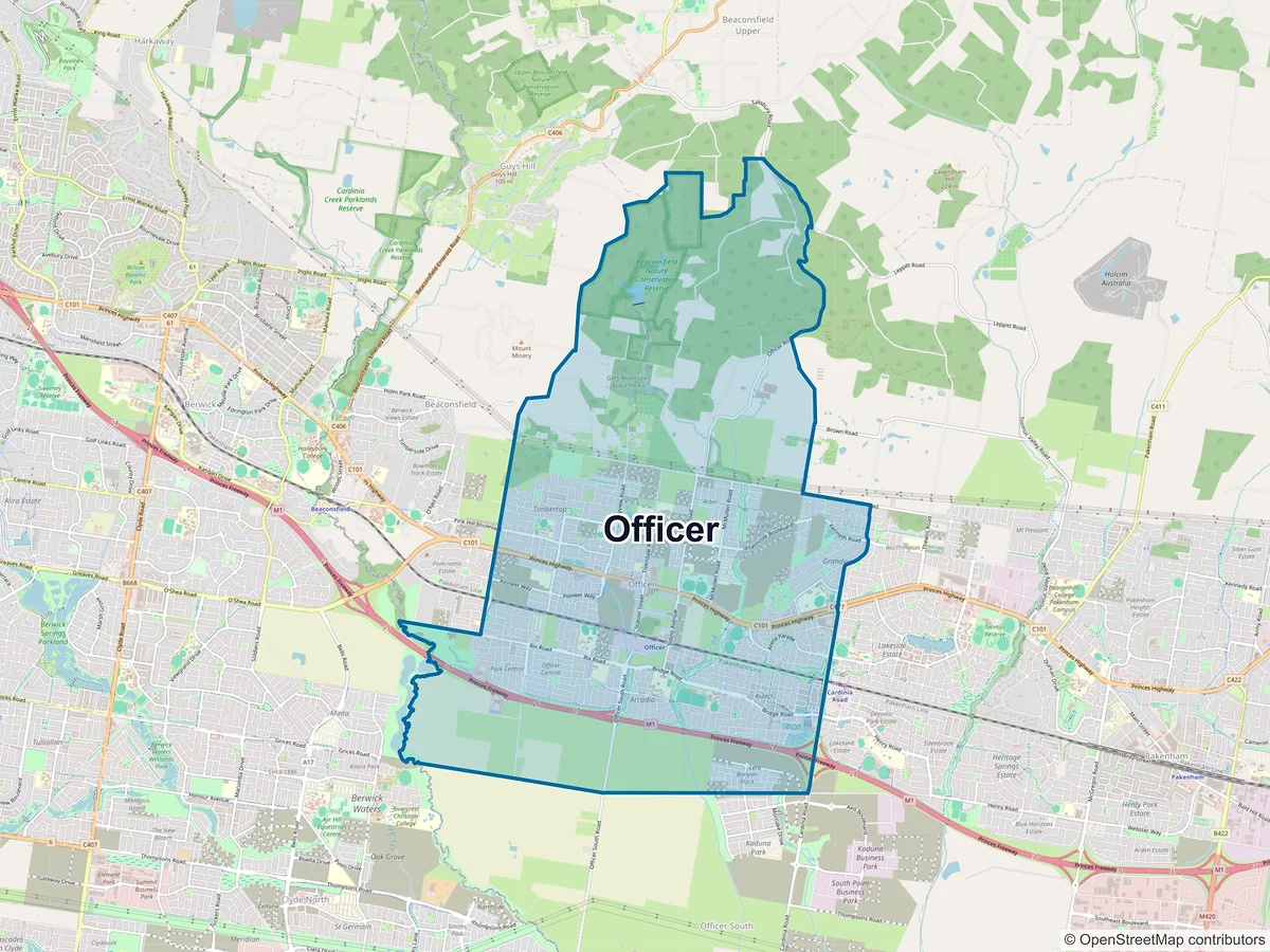 Map of Officer, VIC, Australia