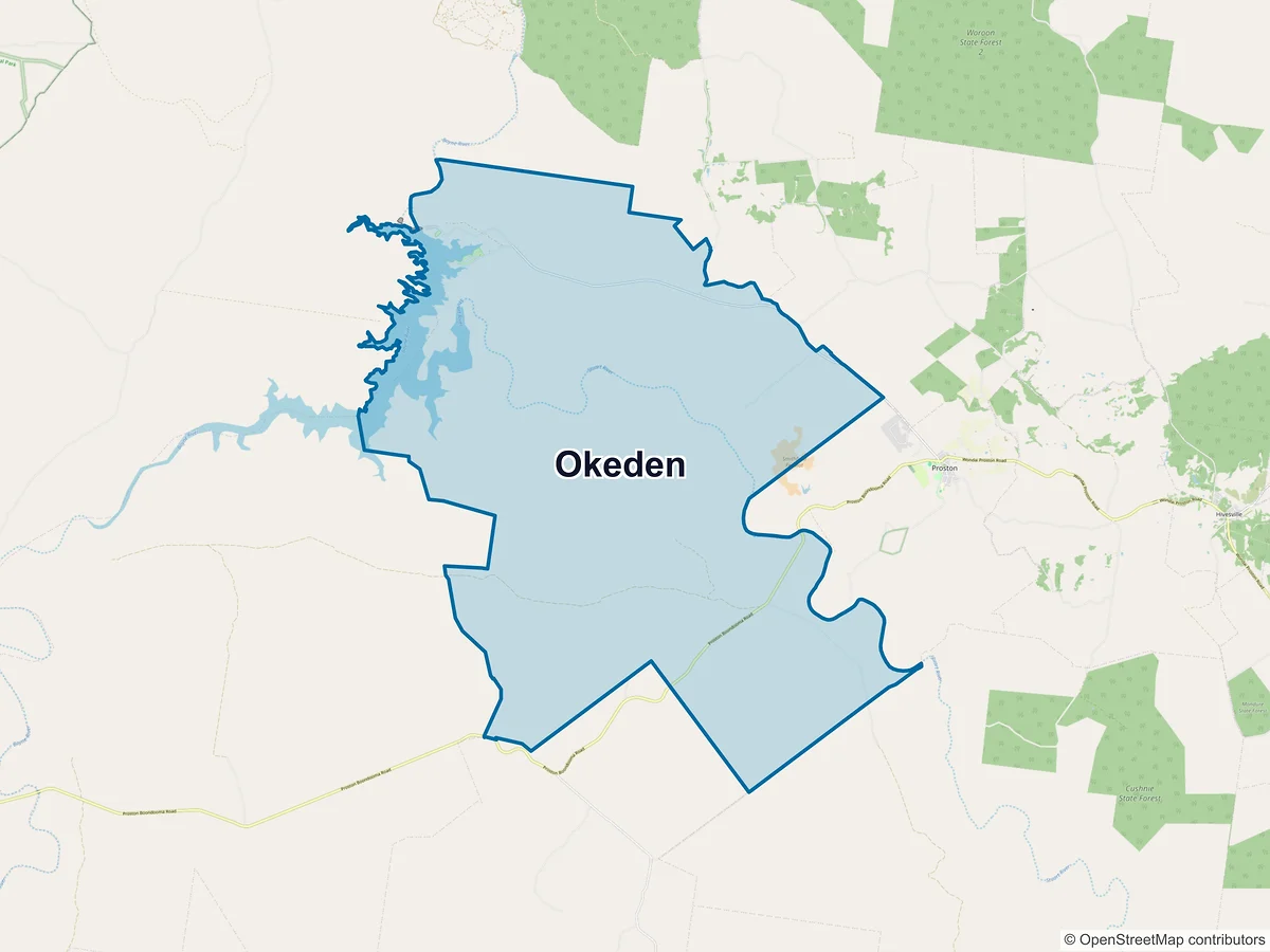 Map of Okeden, QLD, Australia