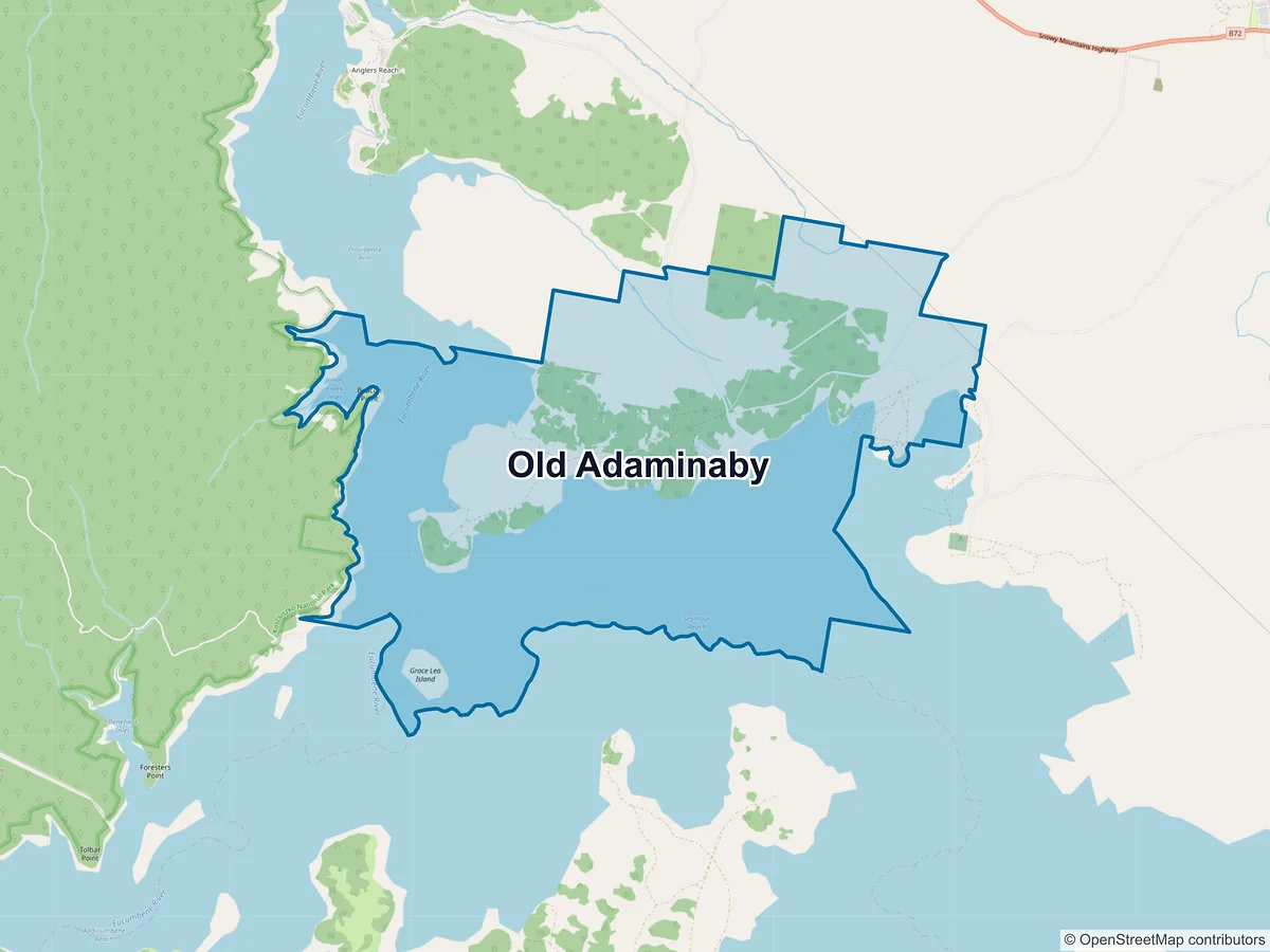 Map of Old Adaminaby, NSW, Australia