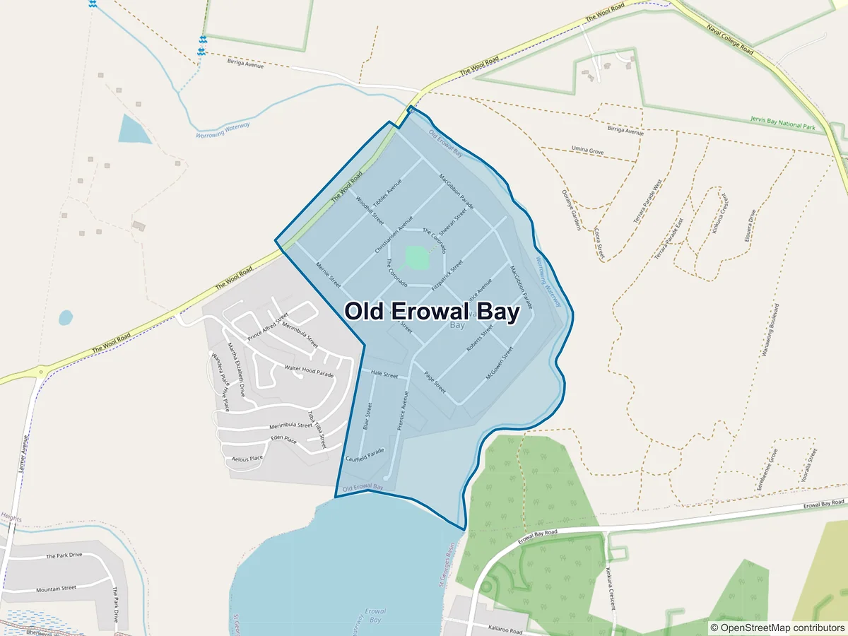 Map of Old Erowal Bay, NSW, Australia