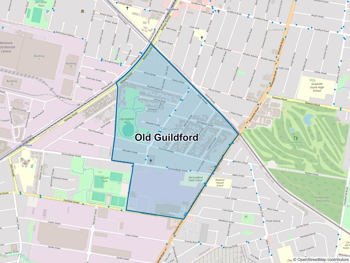 Map of Old Guildford, NSW, Australia