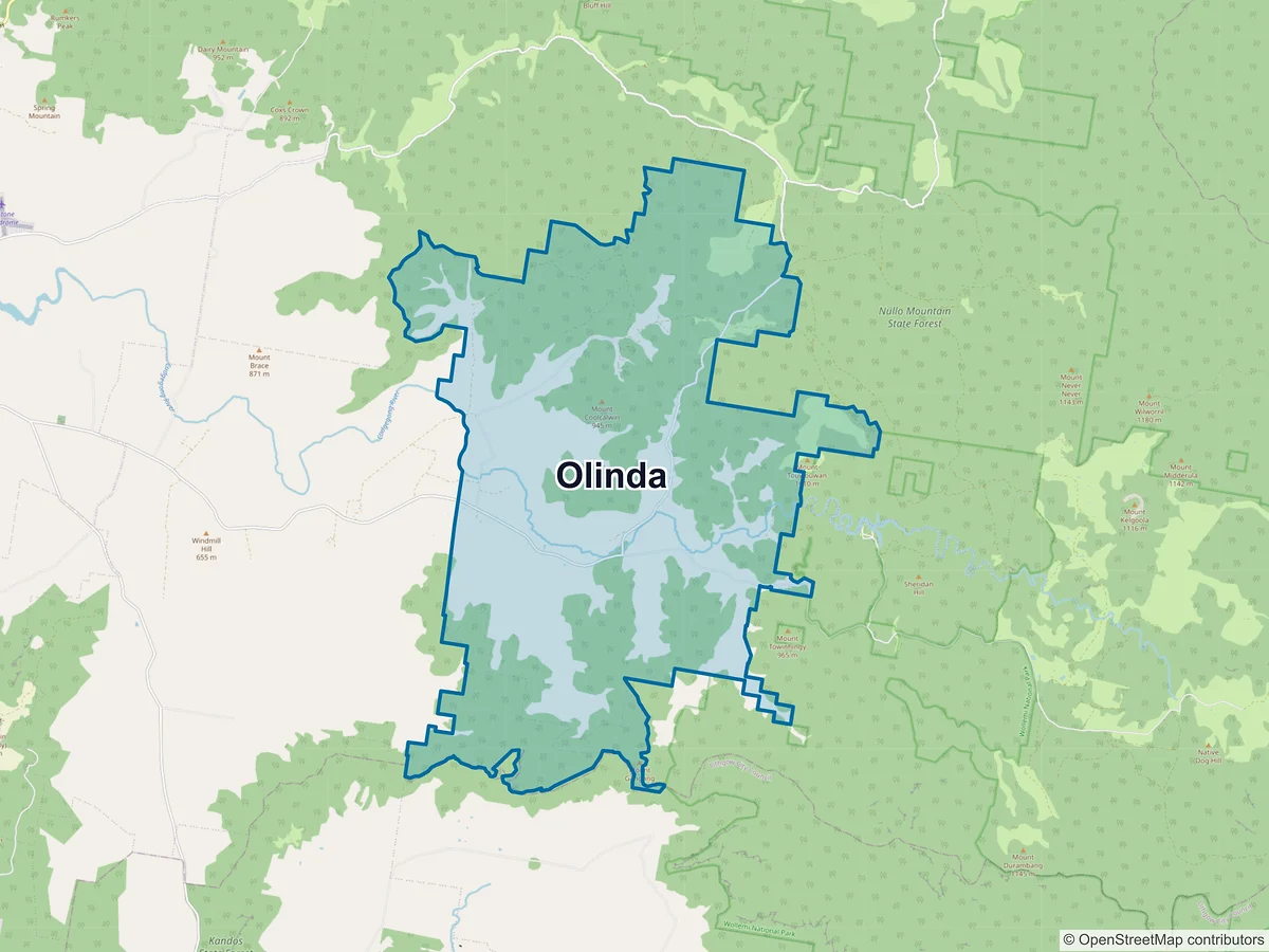 Map of Olinda, NSW, Australia