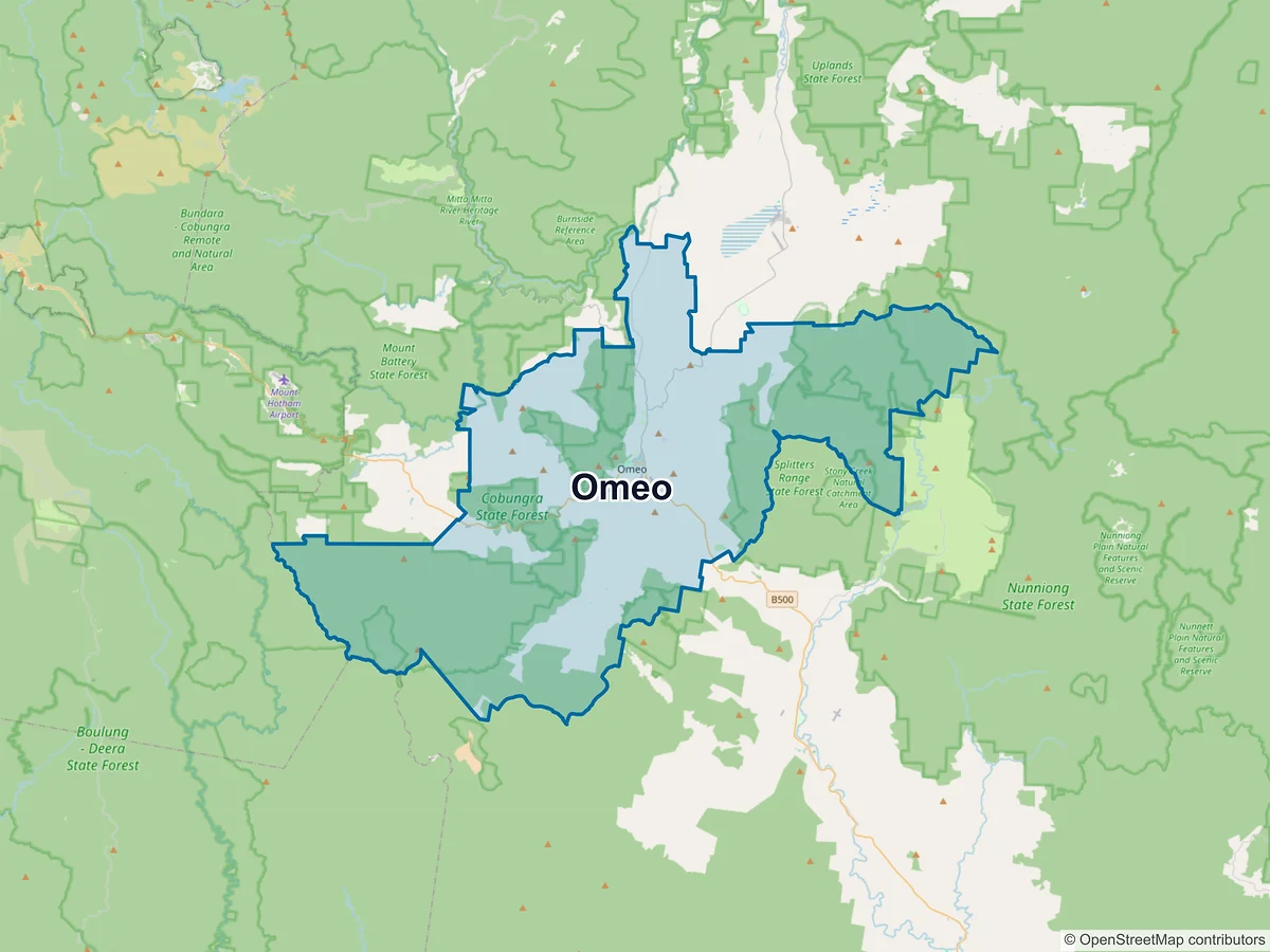 Map of Omeo, VIC, Australia