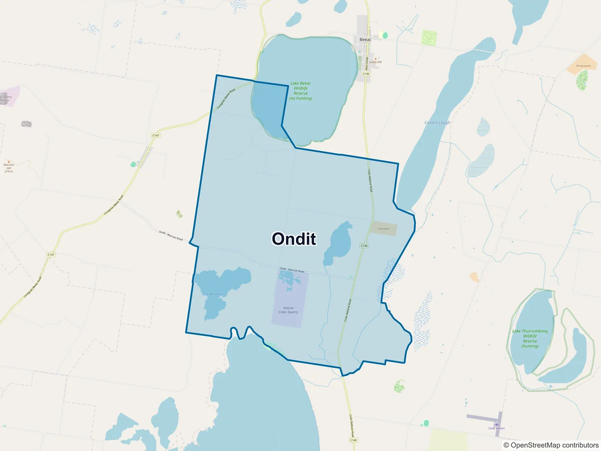 Map of Ondit, VIC, Australia