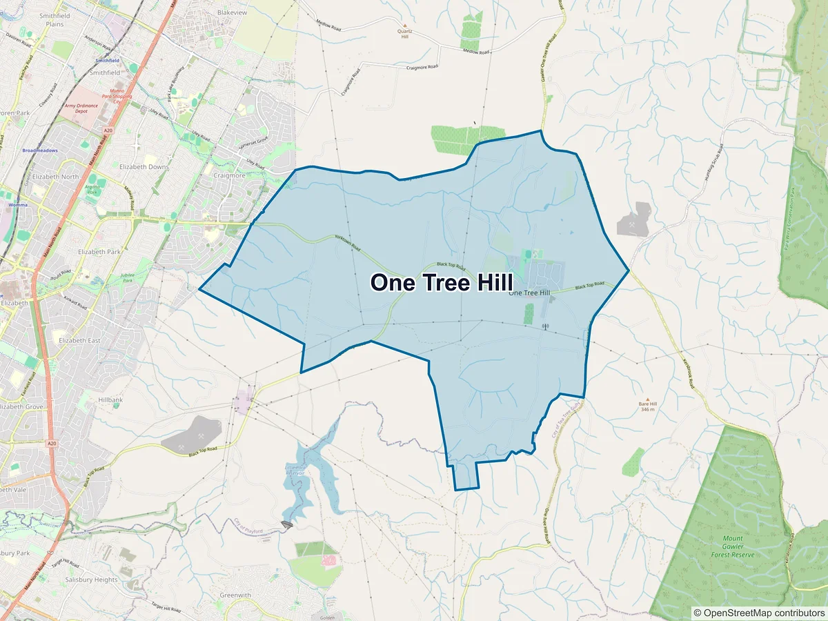 Map of One Tree Hill, SA, Australia