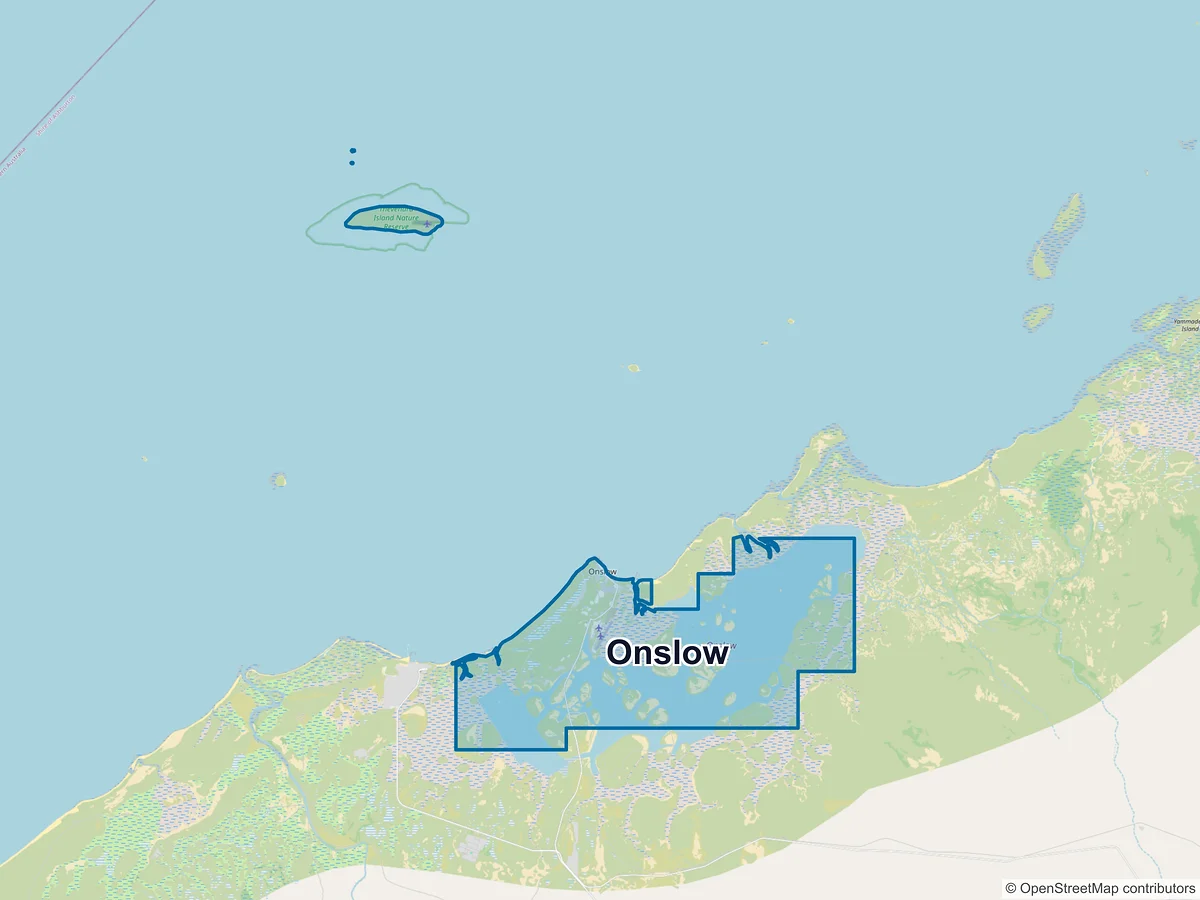 Map of Onslow, WA, Australia