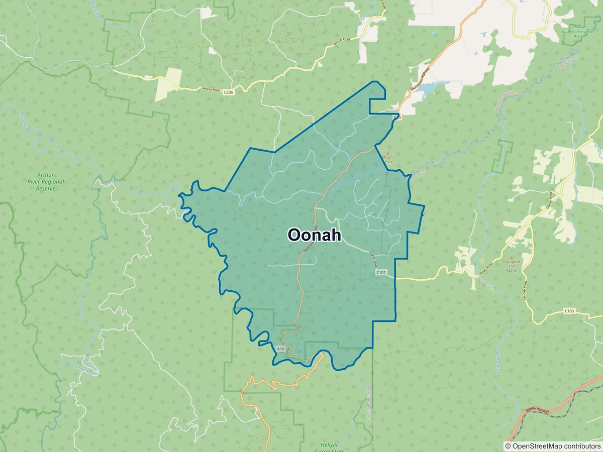 Map of Oonah, TAS, Australia