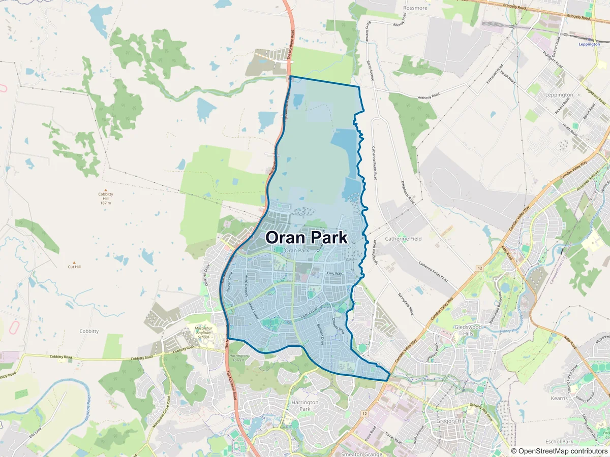 Map of Oran Park, NSW, Australia