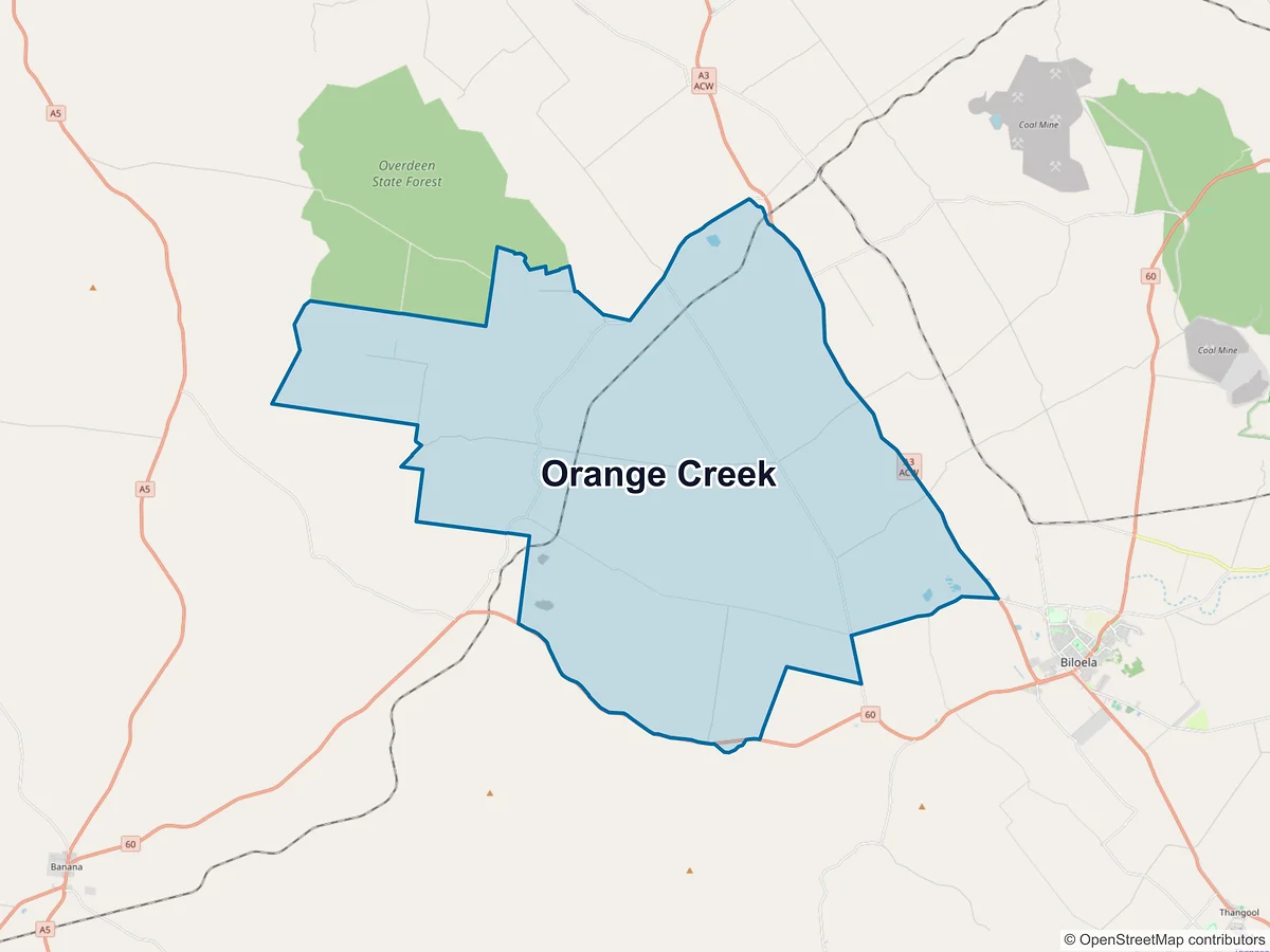 Map of Orange Creek, QLD, Australia