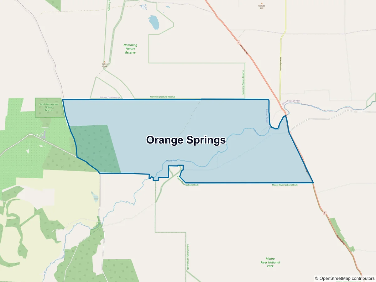 Map of Orange Springs, WA, Australia