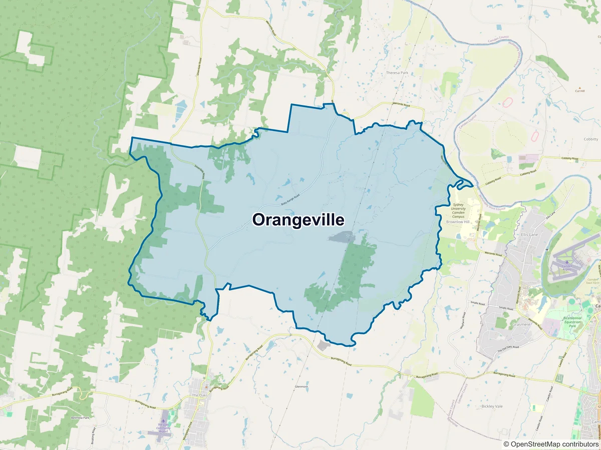 Map of Orangeville, NSW, Australia