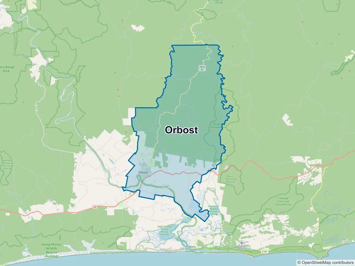 Map of Orbost, VIC, Australia