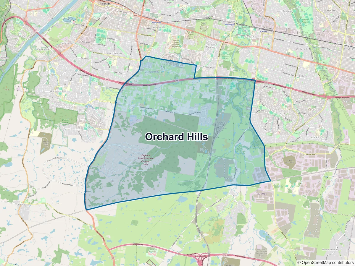 Map of Orchard Hills, NSW, Australia