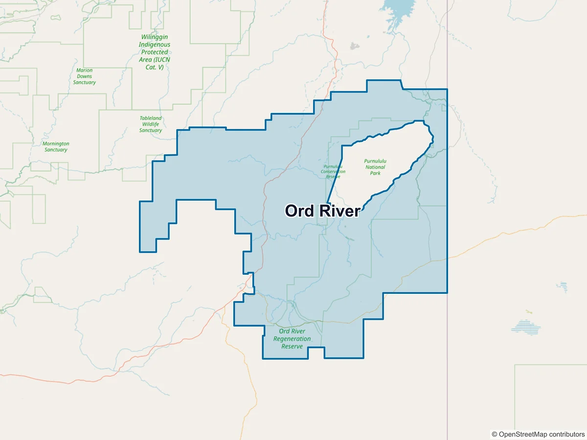 Map of Ord River, WA, Australia
