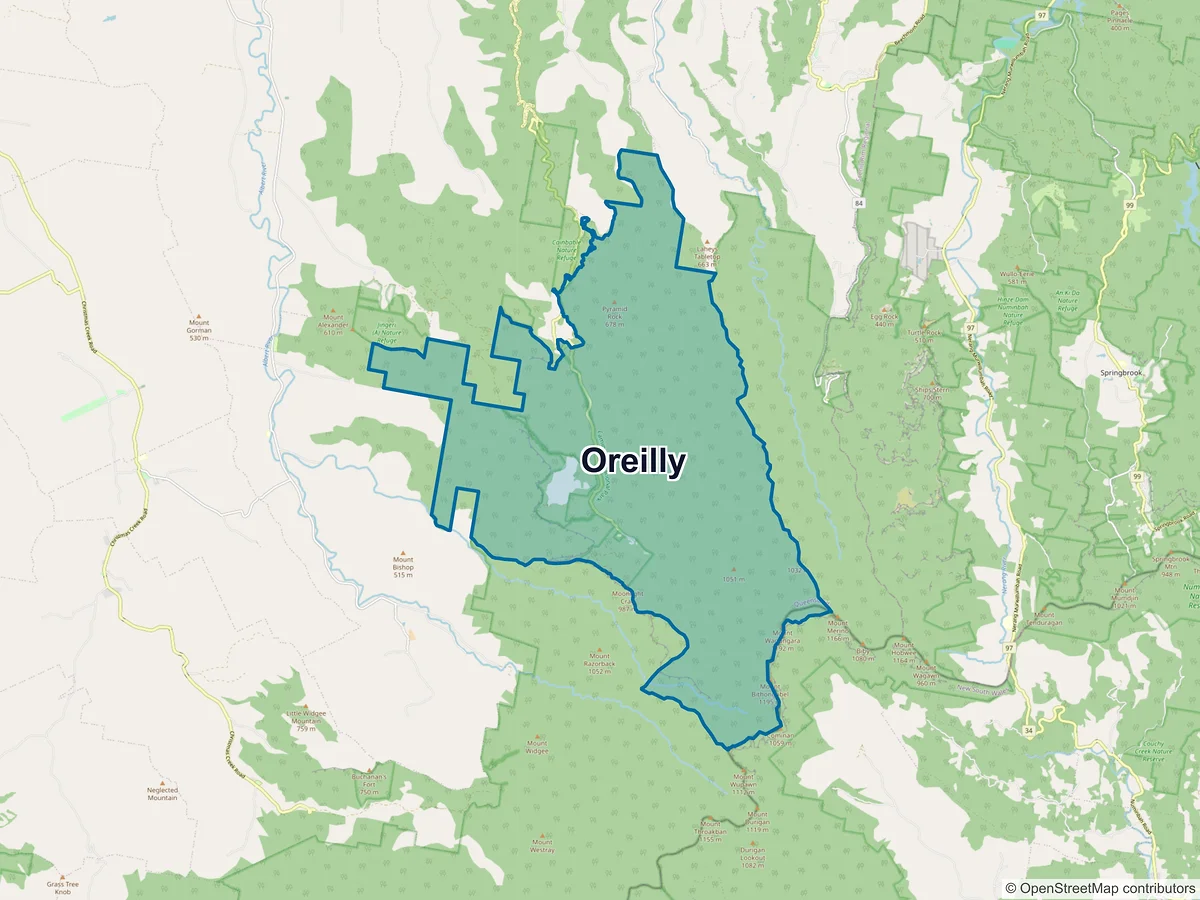 Map of O'Reilly, QLD, Australia