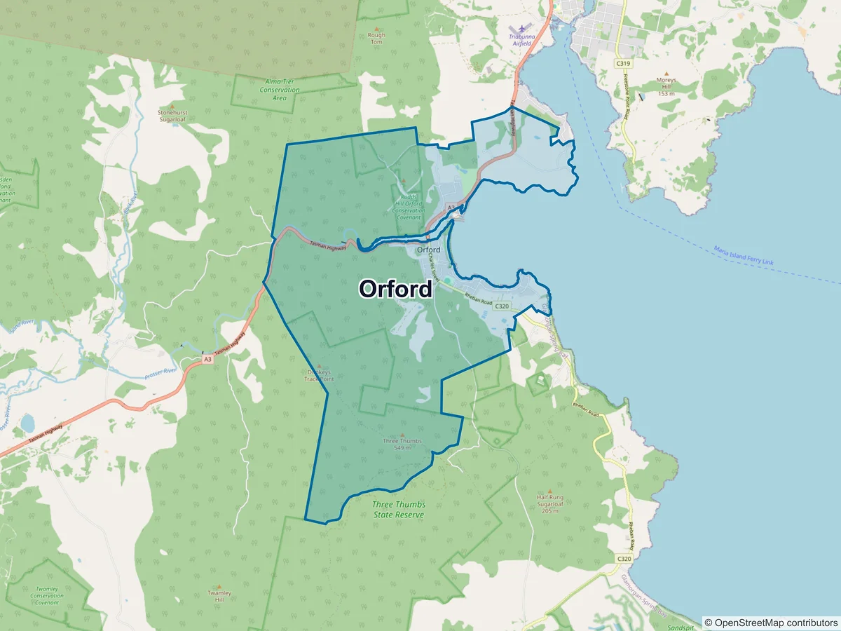 Map of Orford, TAS, Australia