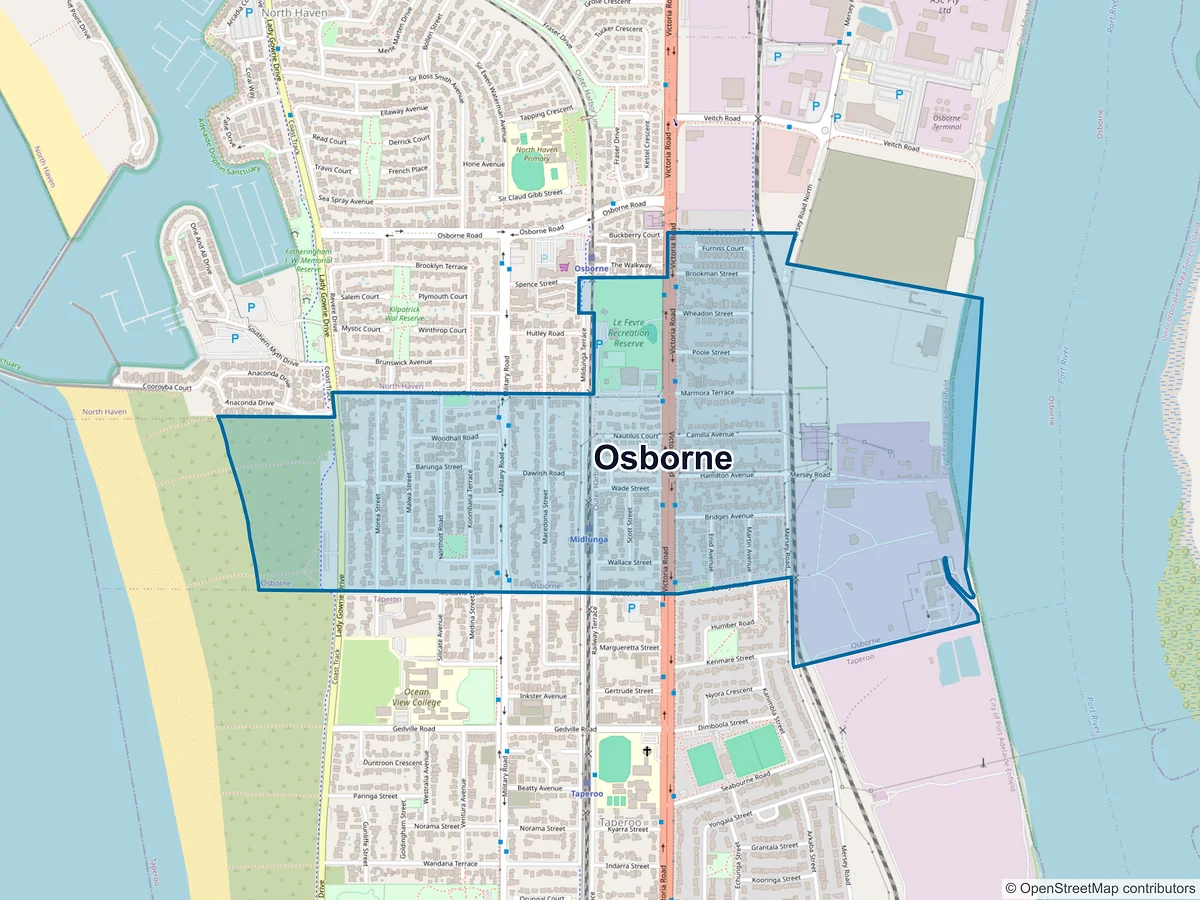 Map of Osborne, SA, Australia
