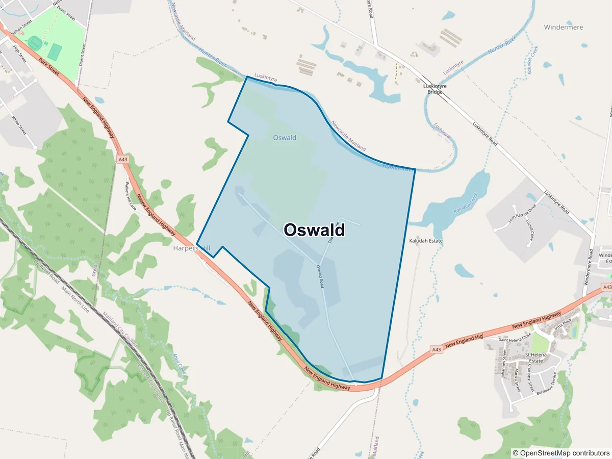 Map of Oswald, NSW, Australia