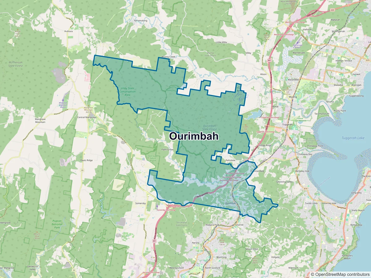 Map of Ourimbah, NSW, Australia