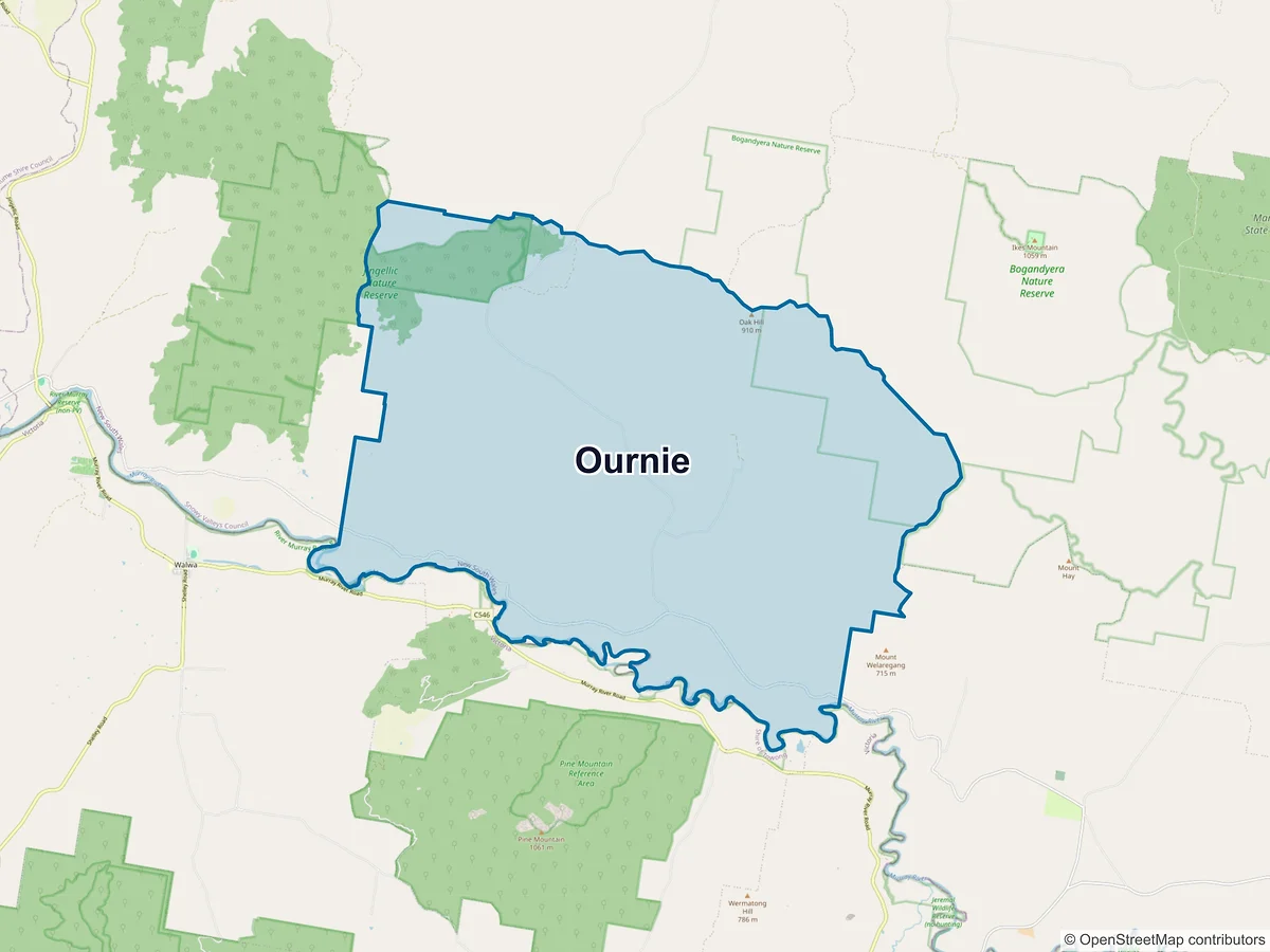 Map of Ournie, NSW, Australia