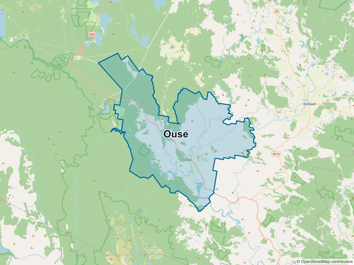 Map of Ouse, TAS, Australia