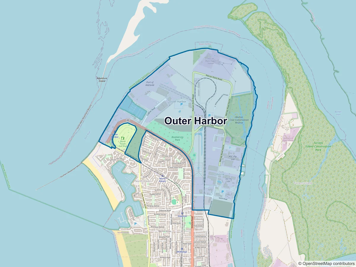 Map of Outer Harbor, SA, Australia