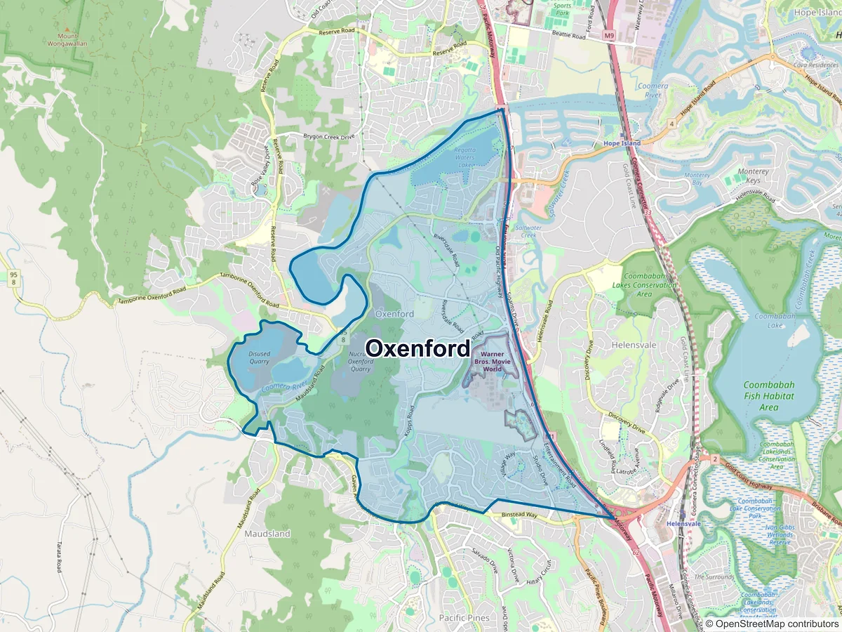 Map of Oxenford, QLD, Australia