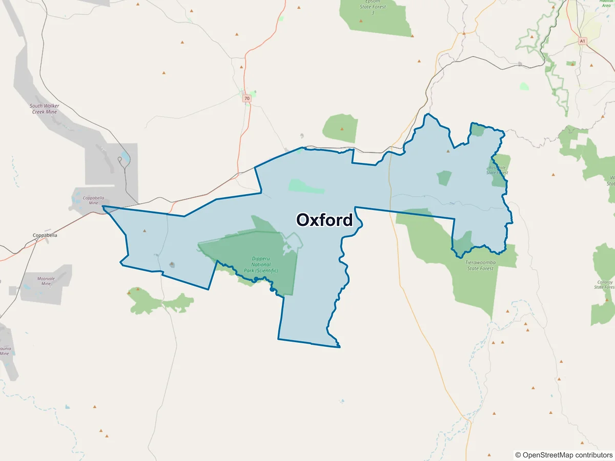 Map of Oxford, QLD, Australia