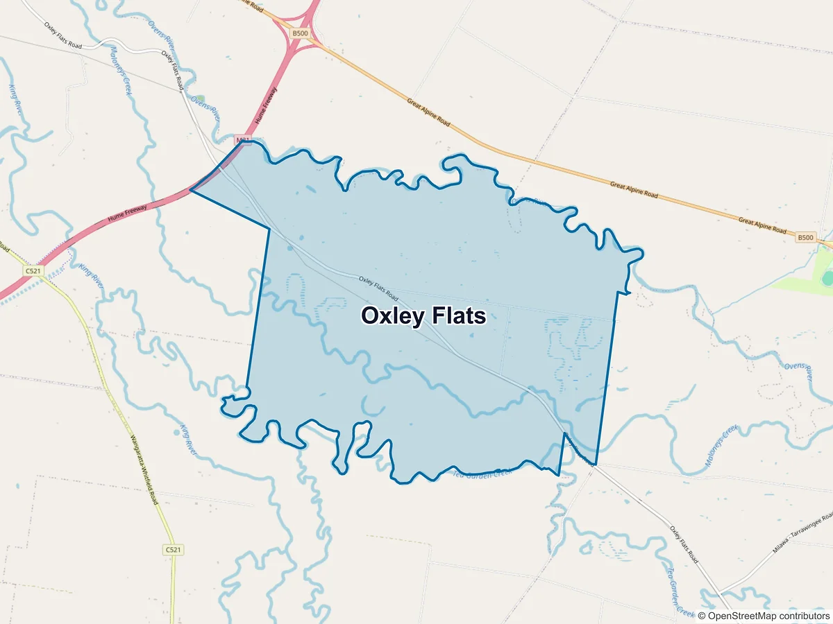 Map of Oxley Flats, VIC, Australia