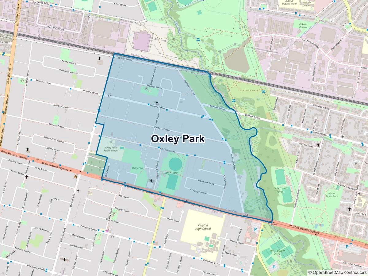 Map of Oxley Park, NSW, Australia