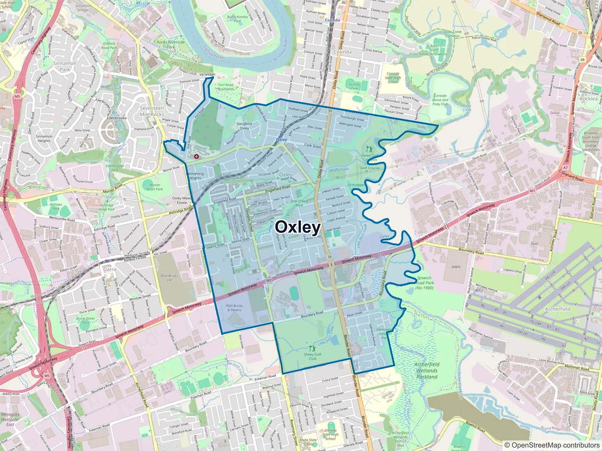 Map of Oxley, QLD, Australia