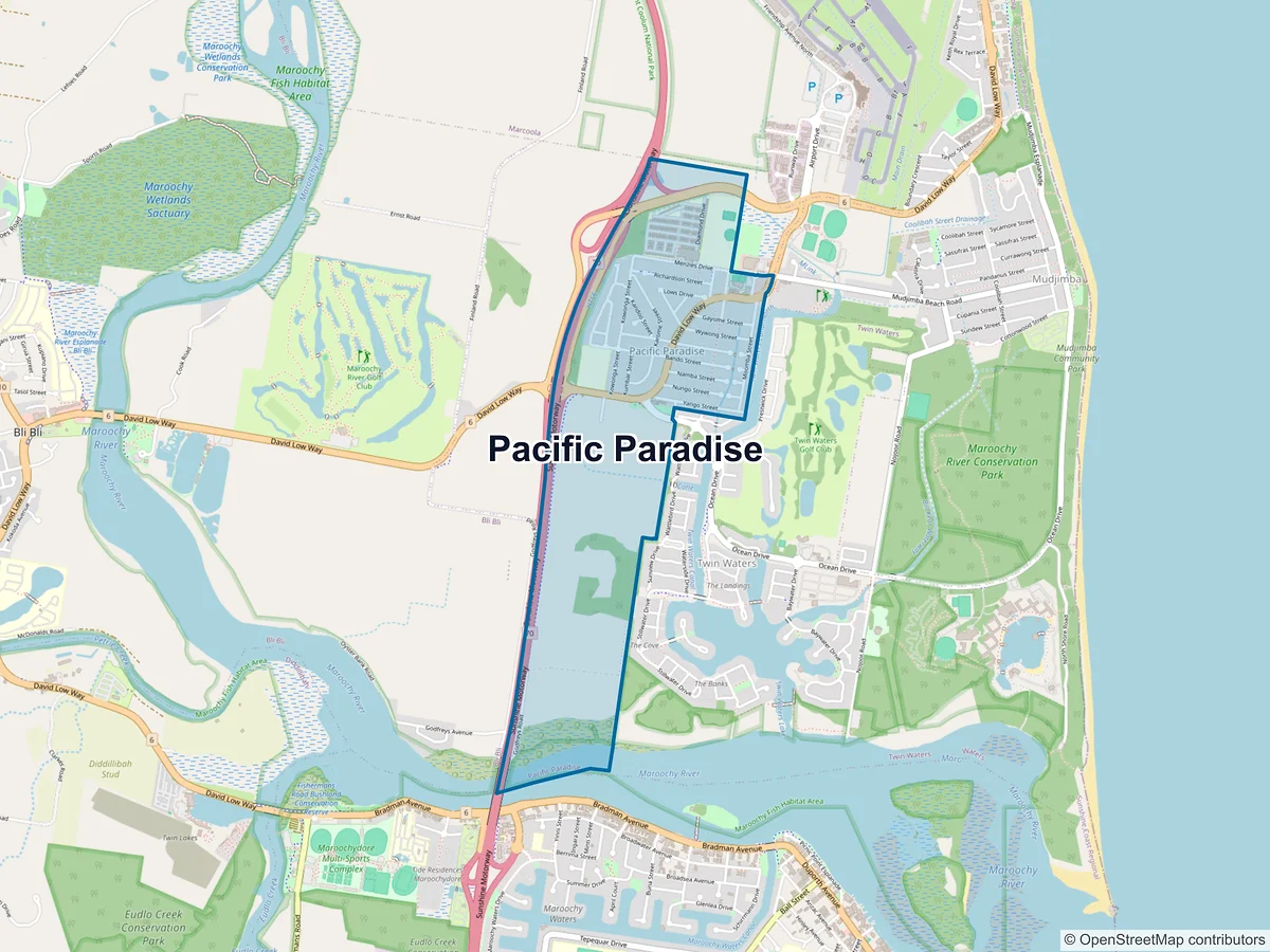 Map of Pacific Paradise, QLD, Australia