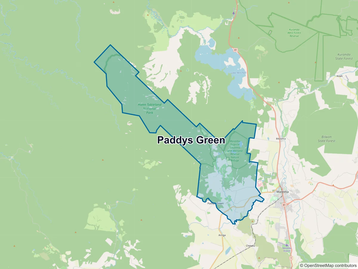 Map of Paddys Green, QLD, Australia