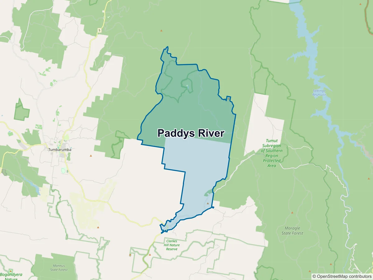 Map of Paddys River, NSW, Australia