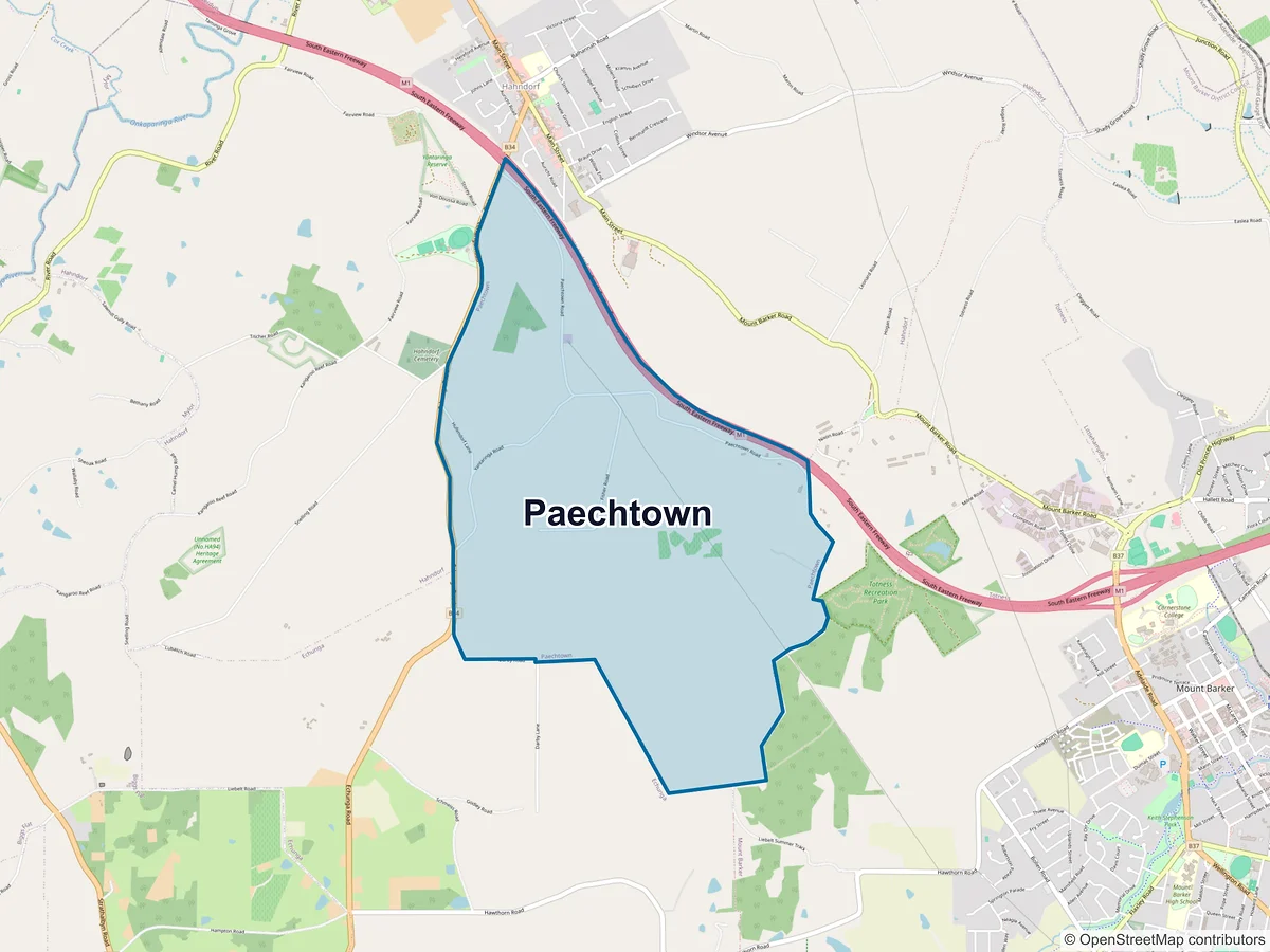 Map of Paechtown, SA, Australia